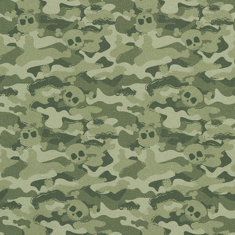 Organic Cotton Poplin camouflage skulls – pistachio,  image number 1