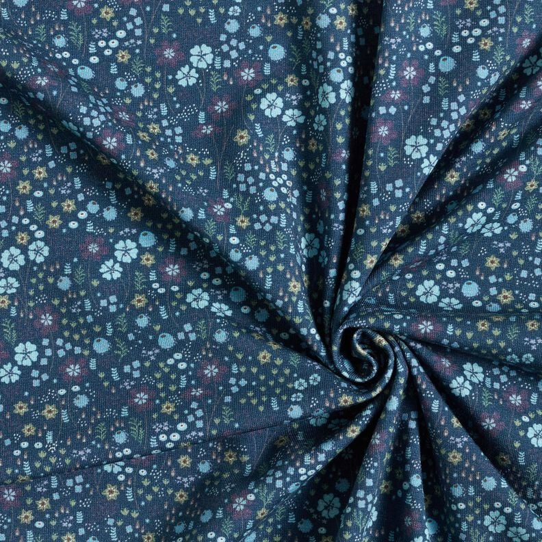 Cotton Jersey Forest flower meadow Digital Print – midnight blue,  image number 3