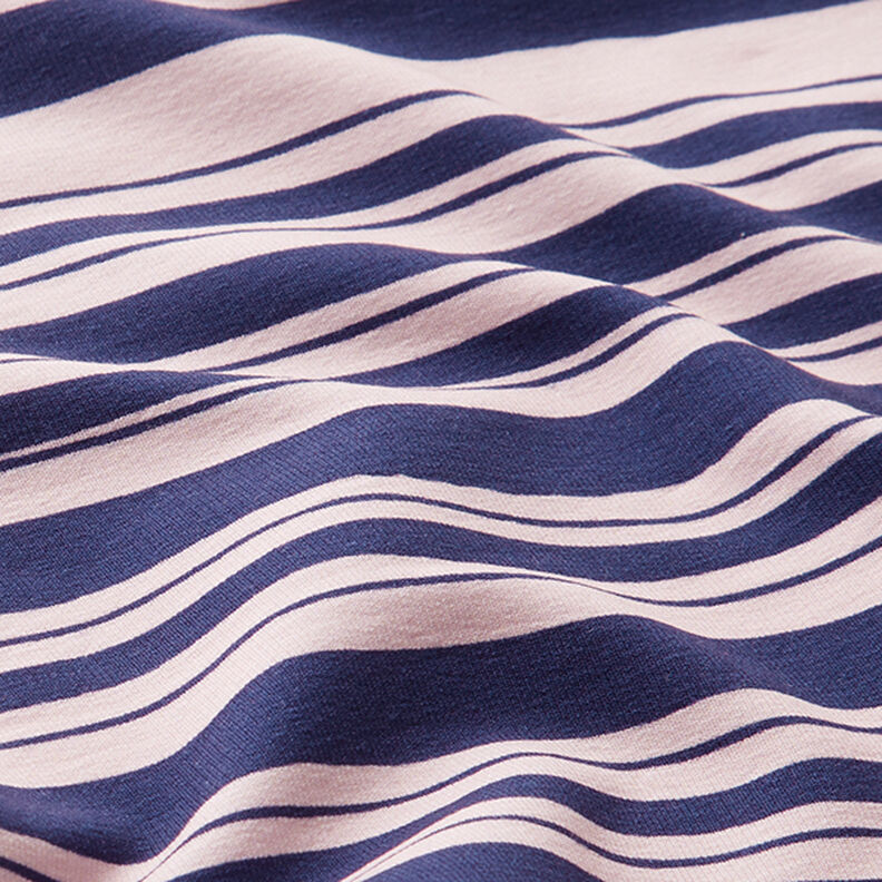 Irregular Stripes French Terry – indigo/rosé,  image number 2
