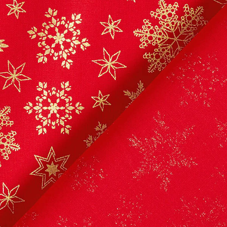 Cotton Poplin Snow Crystals – red/gold, image number 4