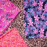 Swimsuit Fabric Tropical Flowers – navy blue/pink,  thumbnail number 5