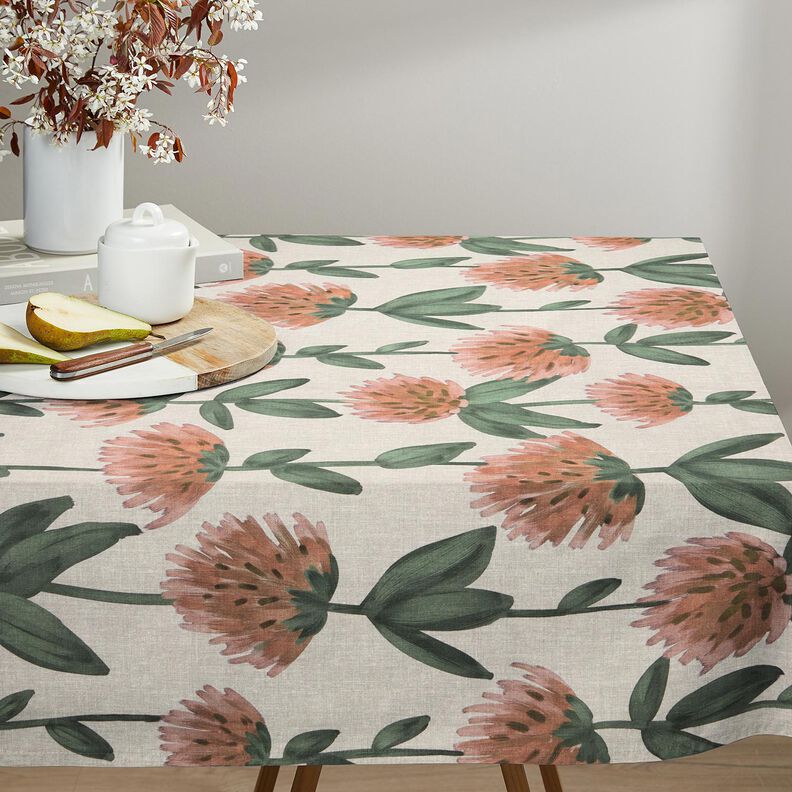 Decor Fabric Half Panama flowering clover – red/light taupe, image number 8