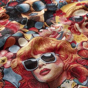 Decor Fabric Tapestry Fabric famous women – carmine/light beige, 