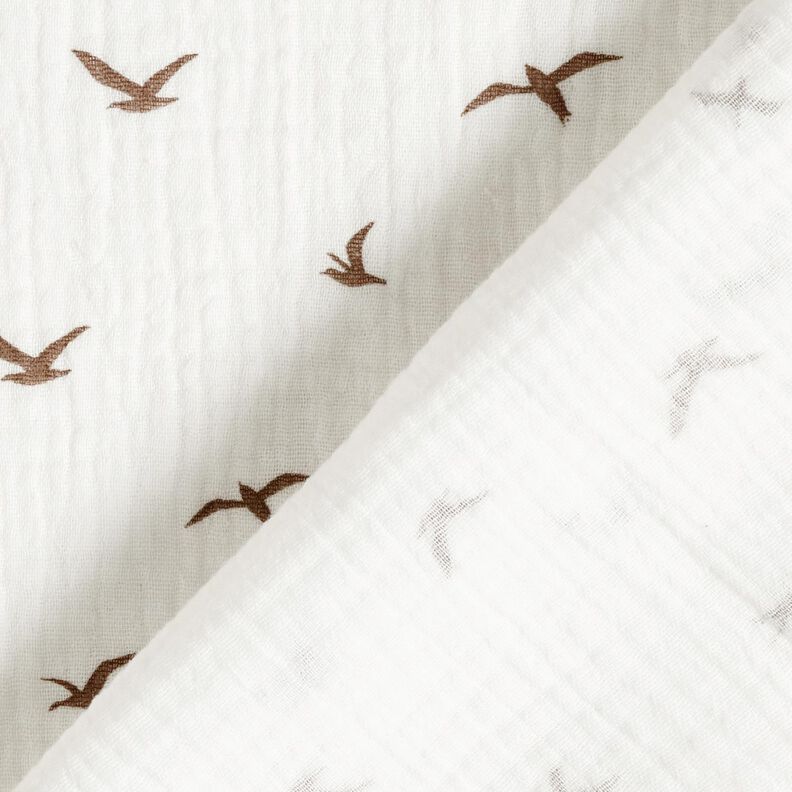 Double Gauze/Muslin seagulls – ivory/dark taupe,  image number 4