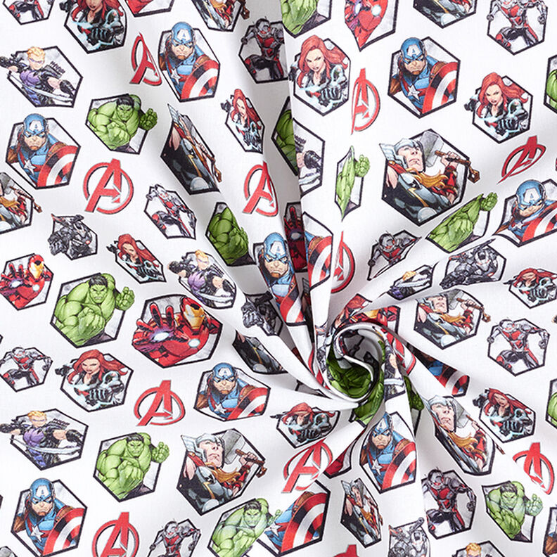 Cretonne Licensed Fabric Avengers Motif Boxes | Marvel – white,  image number 3
