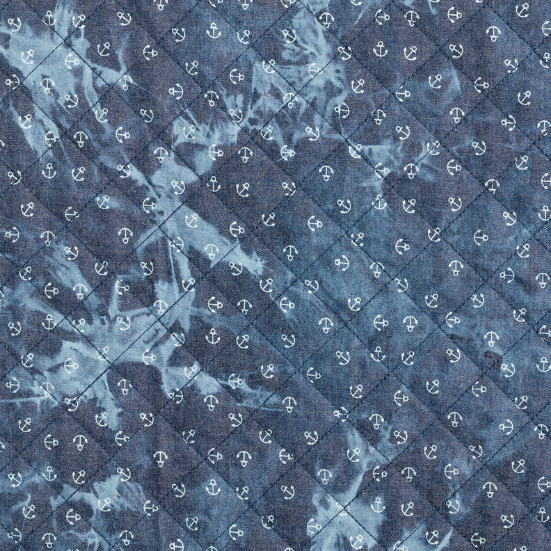 Tie-dyed anchor chambray quilted fabric – denim blue,  image number 6