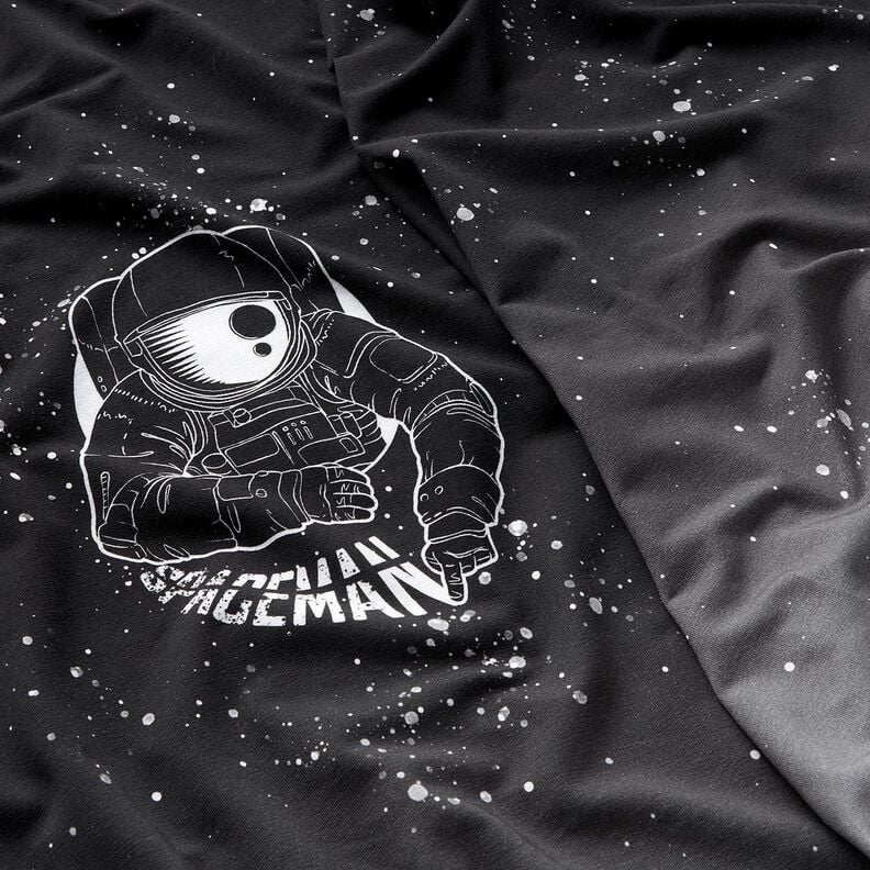 French terry Panel Spaceman | Glitzerpüppi – black/white, image number 2