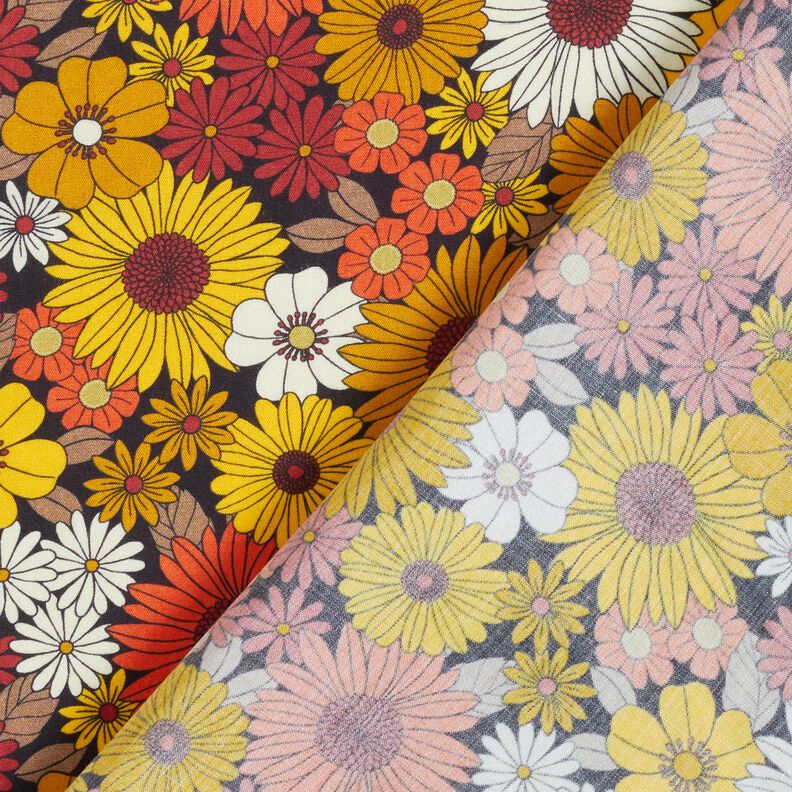 viscose fabric Summer Flowers – sunglow/black,  image number 4