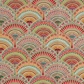 Decor Fabric Tapestry Fabric fine bold circles – light beige/emerald green, 