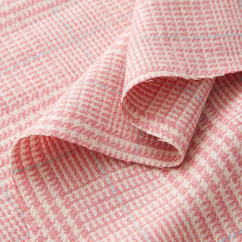 Glen Plaid Wool Fabric – pink,  image number 3