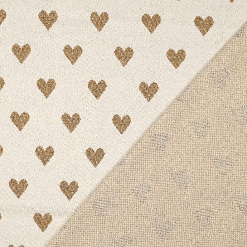 Jacquard Jersey Glitter hearts | Poppy Fabrics – natural/metallic gold, image number 4