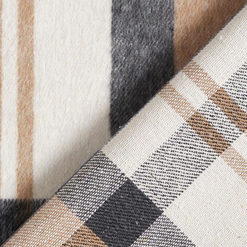 Coat fabric roughened tartan – light blue/beige,  image number 4