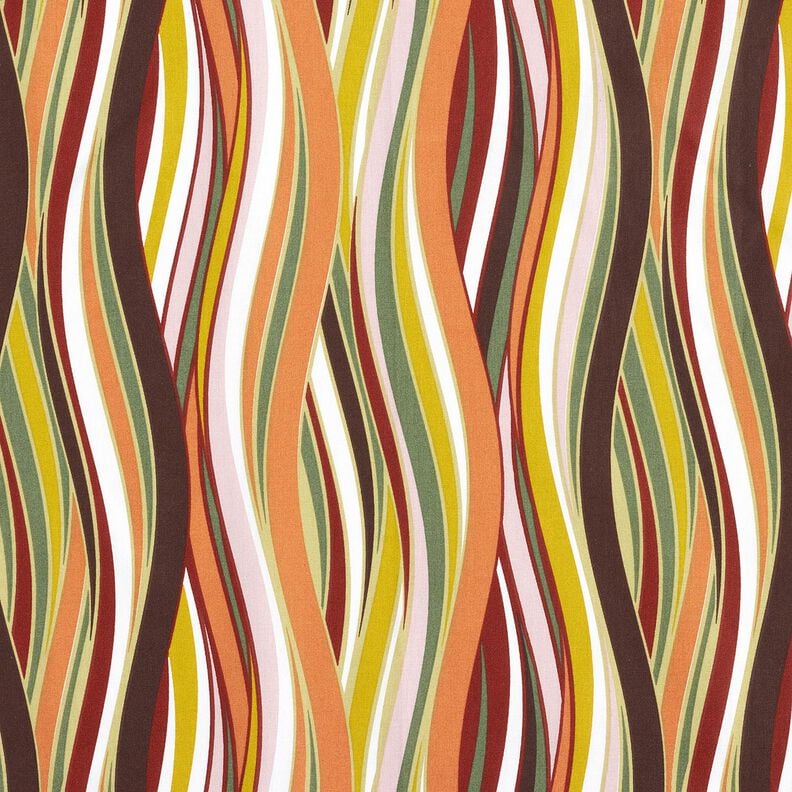 Cotton Cretonne wavy stripes &ndash; white/light orange,  image number 1