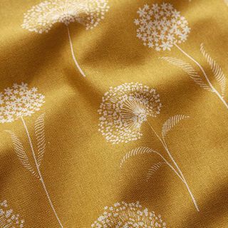 Decor Fabric Half Panama dandelions – natural/curry yellow, 