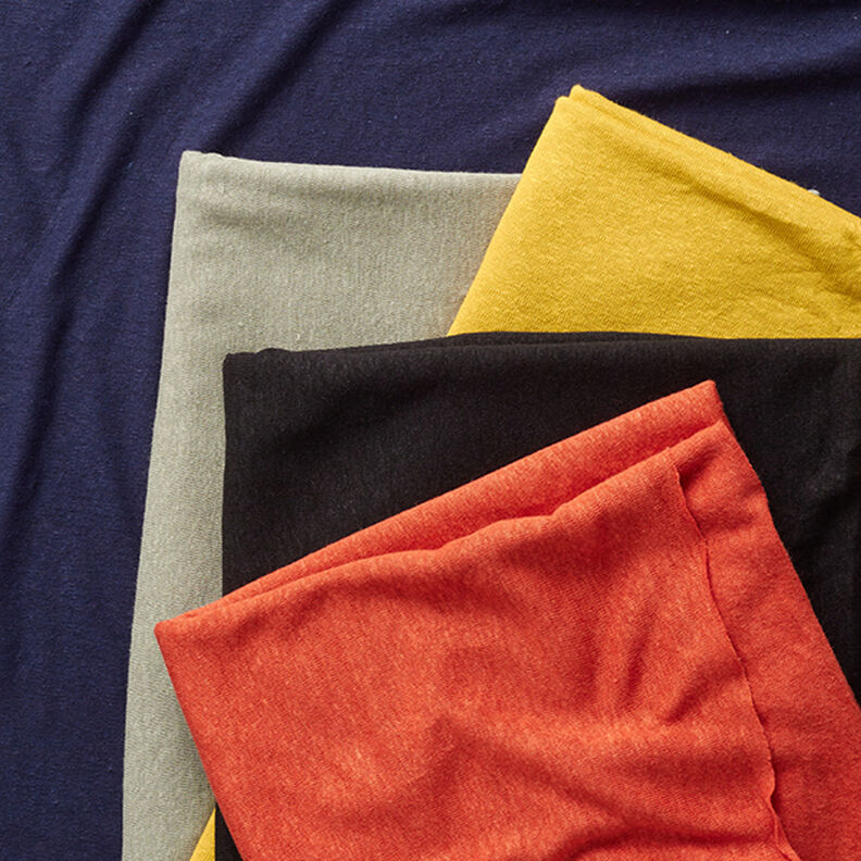 Viscose linen blend fine knit – navy blue, image number 4