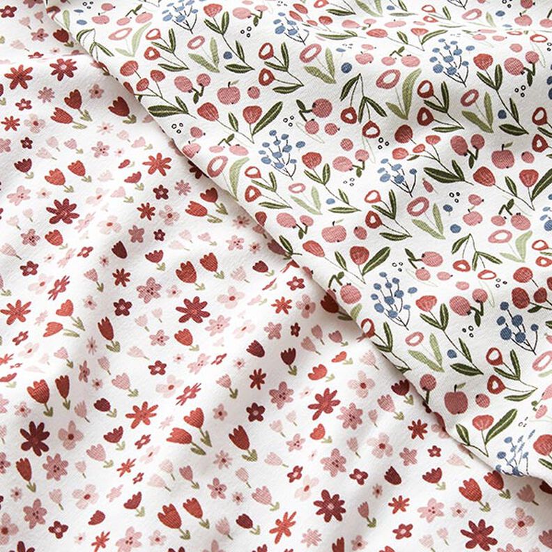 Cotton Jersey Flower meadow with little apples – offwhite,  image number 5