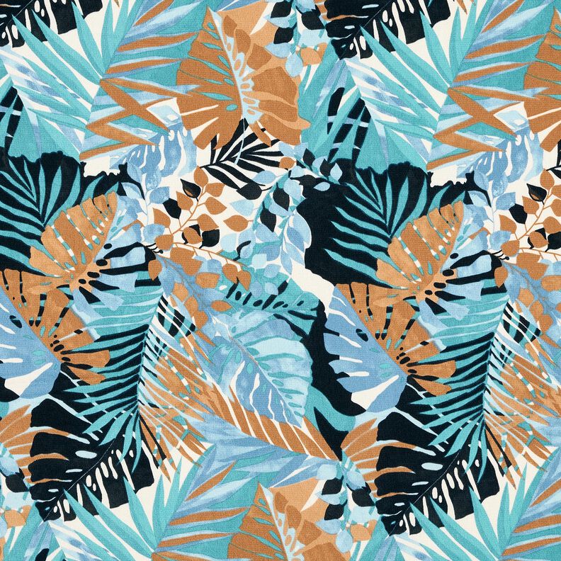 Satin Crepe Palms and Monstera – brilliant blue/blue-black,  image number 1