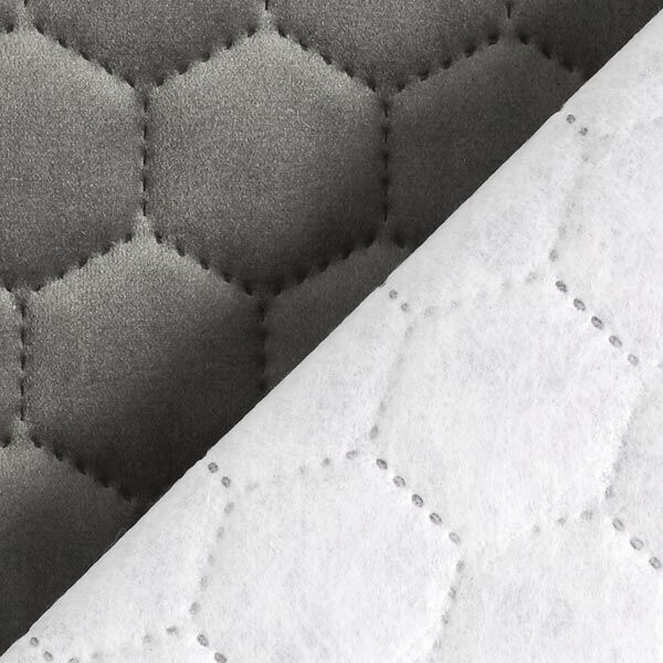 Upholstery Fabric Velvet Honeycomb Quilt – anthracite,  image number 6