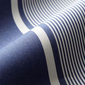Outdoor Fabric Canvas Stripes – navy blue/white | Remnant 60cm, 