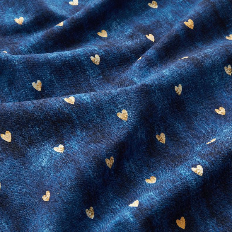 Cotton Jersey golden hearts | Glitzerpüppi – indigo,  image number 2