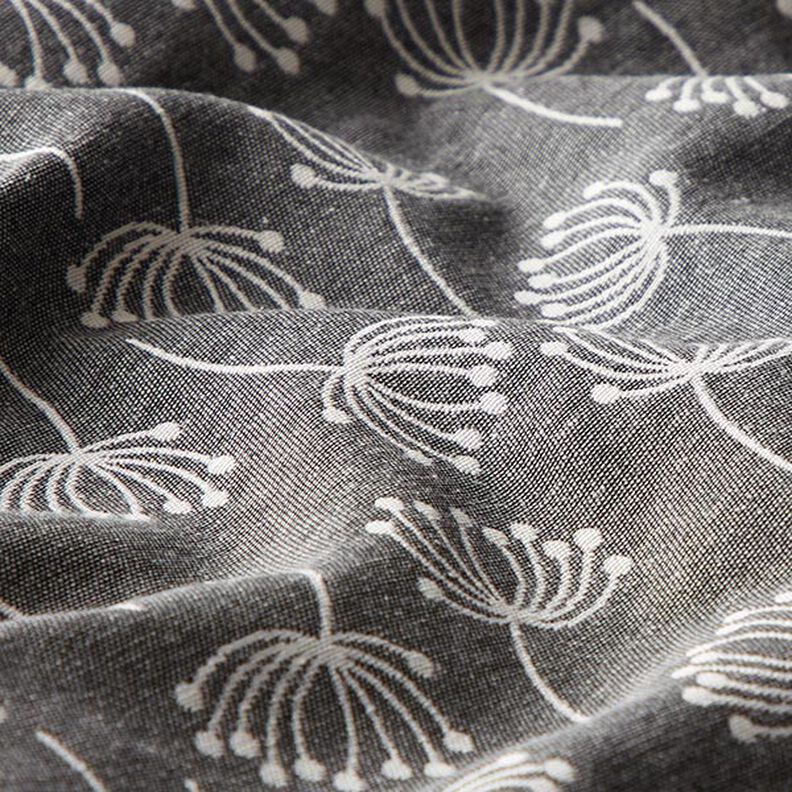 Dandelions Jacquard Furnishing Fabric – grey,  image number 2