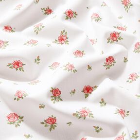 Cotton Poplin Delicate Roses – red/white, 