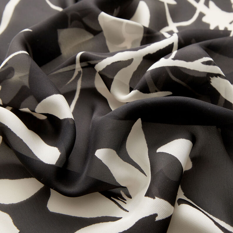 Delicate satin leaf tendrils – black/white, image number 2