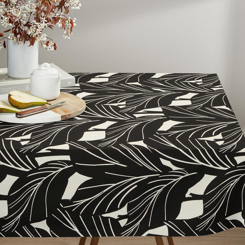 Decor Fabric Panama elegant leaves – black/natural, image number 7