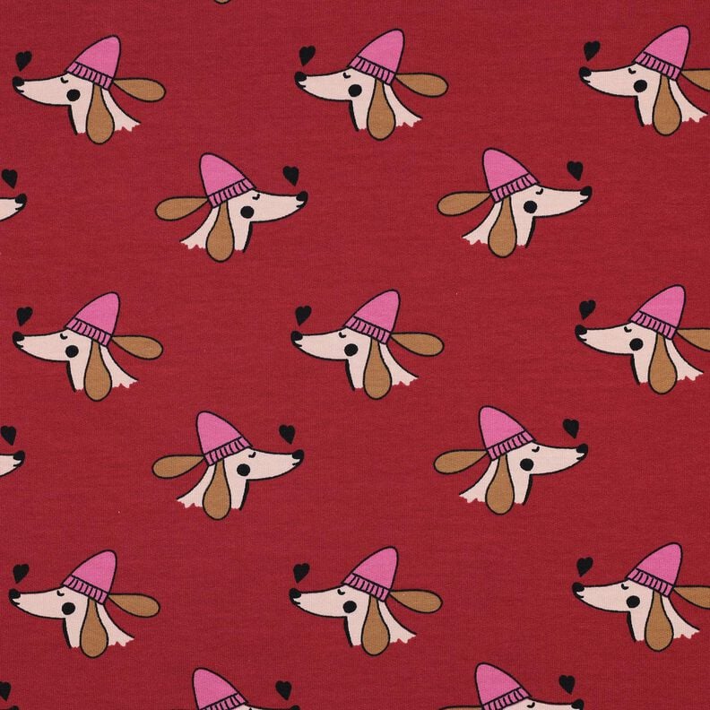 French Terry Dog with hat | Poppy Fabrics – dark red/pink, image number 1