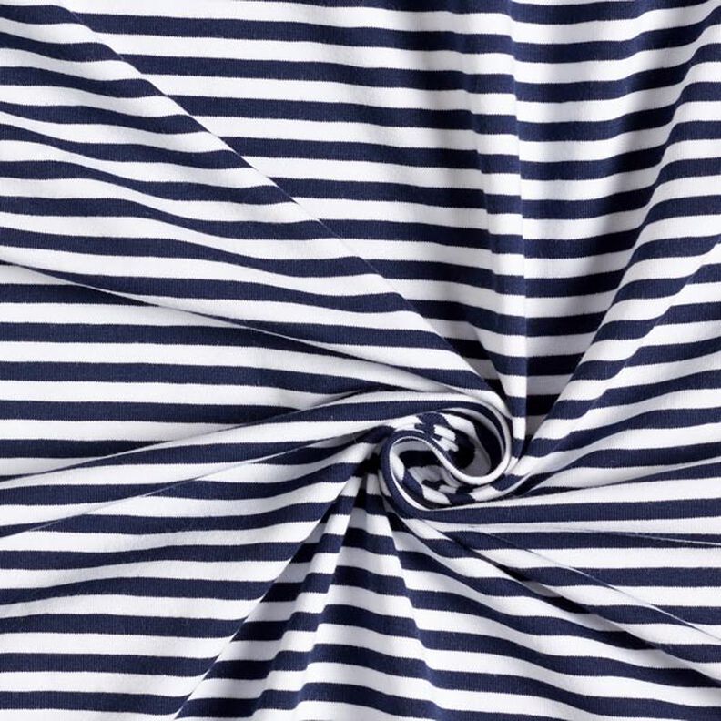 Cotton Jersey Narrow Stripes – navy blue/white,  image number 4