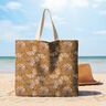 Decor Fabric Half Panama Big Flowers – dark beige/curry yellow,  thumbnail number 7