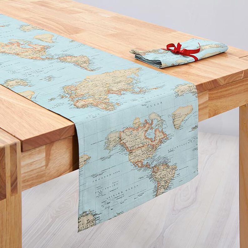 Decor Fabric Ottoman Map Tapestry – baby blue,  image number 4