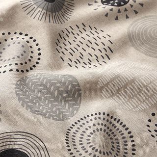 Decor Fabric Half Panama painted circles – grey/natural, 