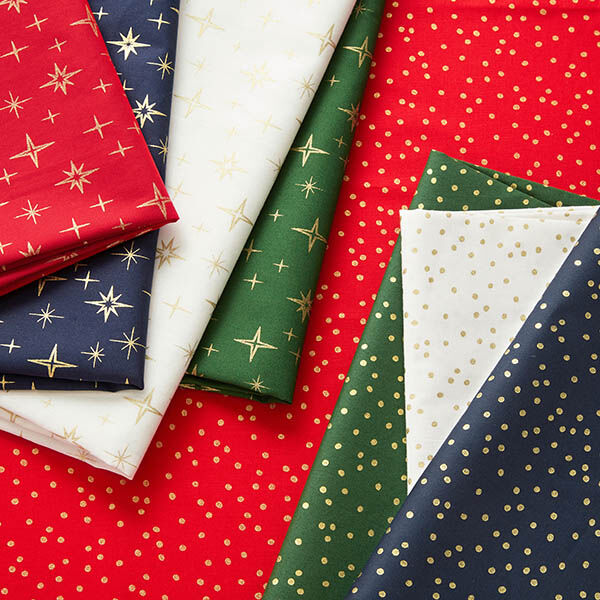 Cotton Poplin Sparkling Stars – green/gold, image number 5