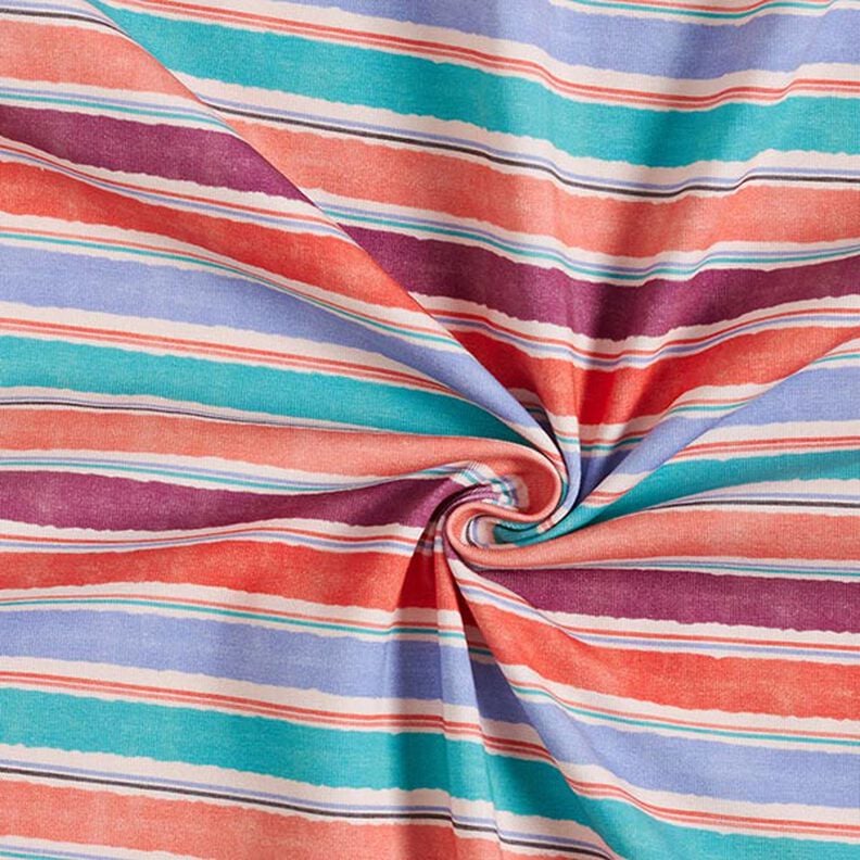 Cotton Jersey watercolour stripes – sand/salmon,  image number 3