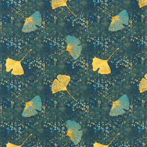 Cotton Cretonne Ginkgo – petrol, 