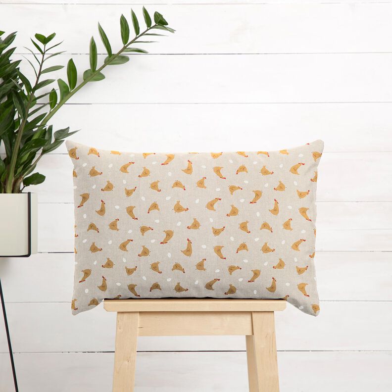 Decor Fabric Half Panama small chickens – natural/curry yellow,  image number 6