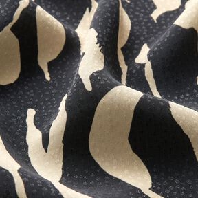 viscose fabric abstract zebra pattern – black/light beige, 