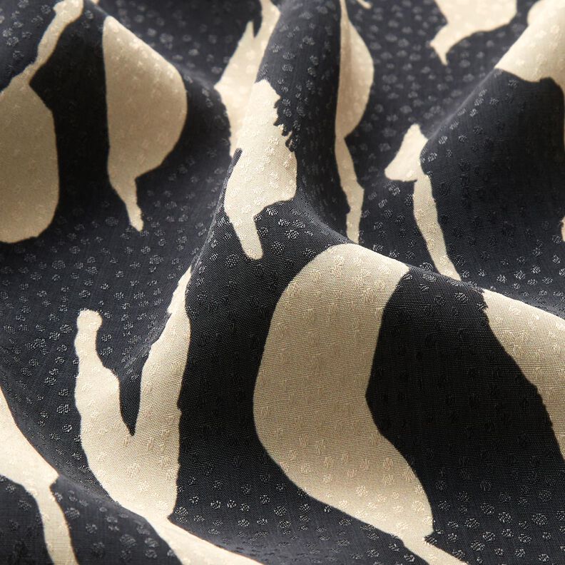 viscose fabric abstract zebra pattern – black/light beige,  image number 2