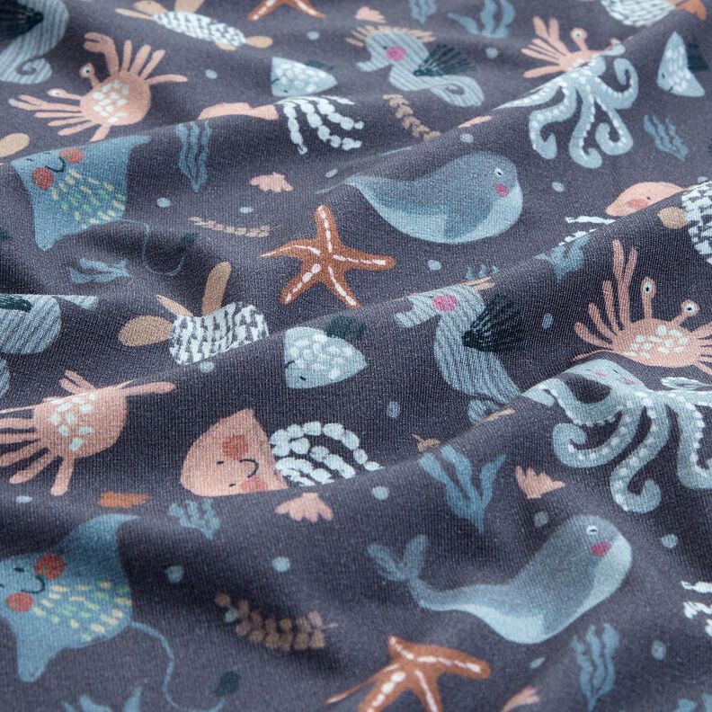 Cotton Jersey cute sea creatures Digital Print | Poppy Fabrics – midnight blue,  image number 2