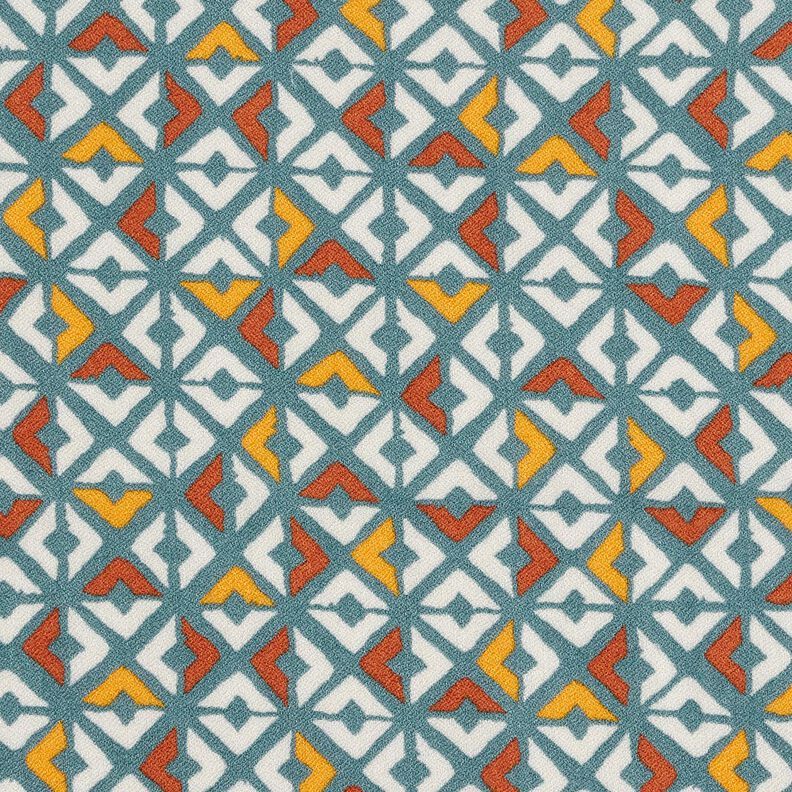Retro diamonds viscose crepe – petrol/offwhite, image number 1