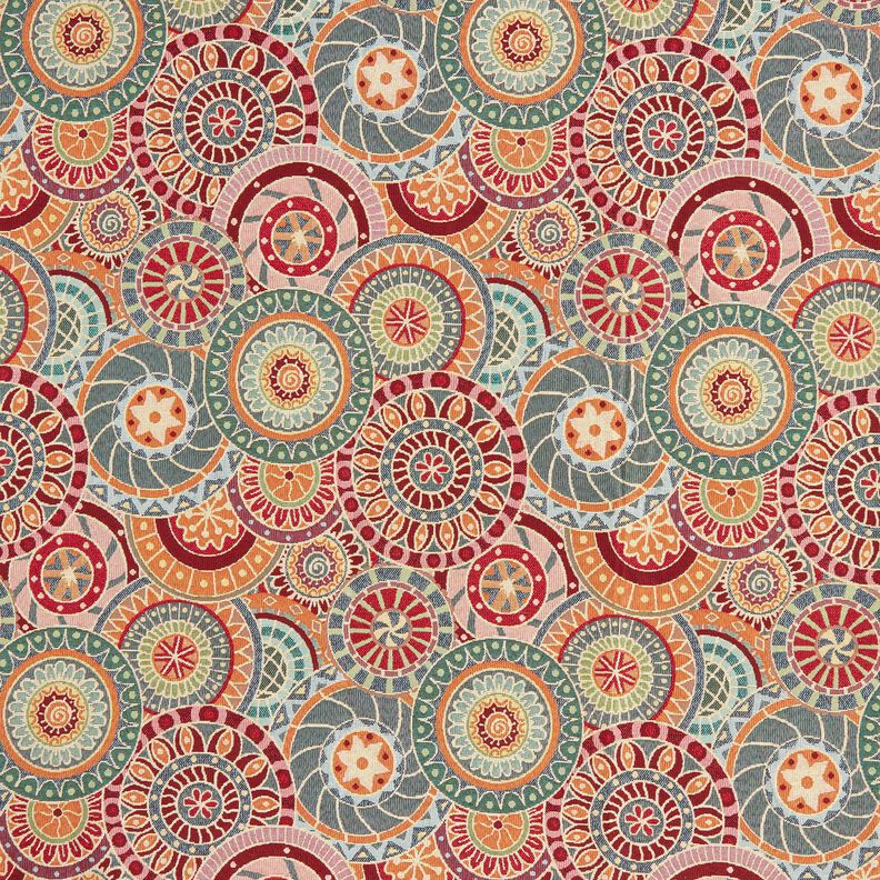 Decor Fabric Tapestry Fabric Colourful Circles – carmine/light beige,  image number 1