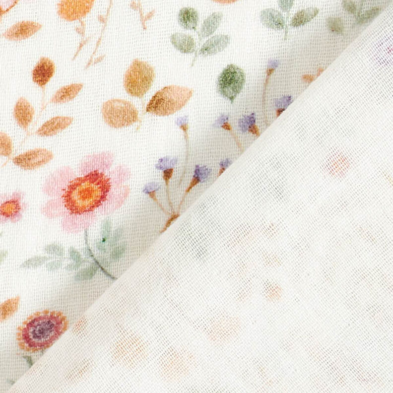 Double Gauze/Muslin Colourful Floral Meadow Digital Print – offwhite,  image number 4