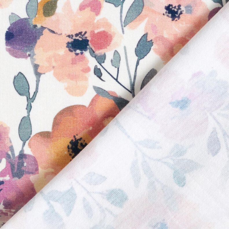 GOTS Cotton Jersey Watercolour Floral Meadow Digital Print – ivory, image number 4