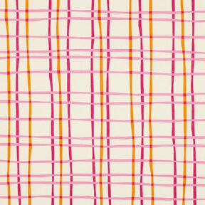 Cotton Poplin wavy check| Poppy Fabrics – cream/pink, 
