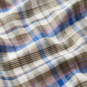 Checked linen viscose blend – olive, 