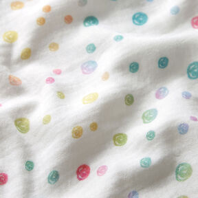 Double Gauze/Muslin colourful scribble dots Digital Print – offwhite, 
