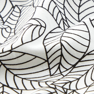 Illustrated leaves cotton jersey – white/black, 