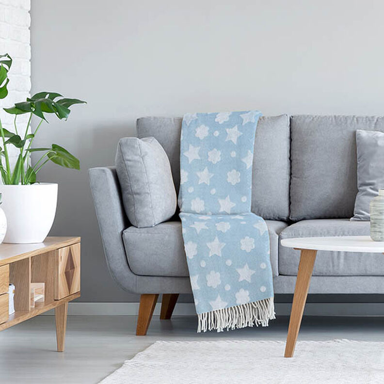 Cosy Fleece Stars and Flowers – light blue,  image number 6