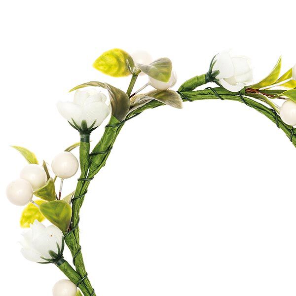 Decorative Floral Wreath with Berries [Ø 9 cm/ 14 cm] – white/green,  image number 2